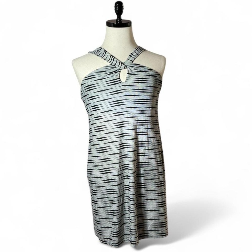Athleta Gorpcore Granola Girl Abstract Stripe Halter Mini Dress Keyhole S 964441